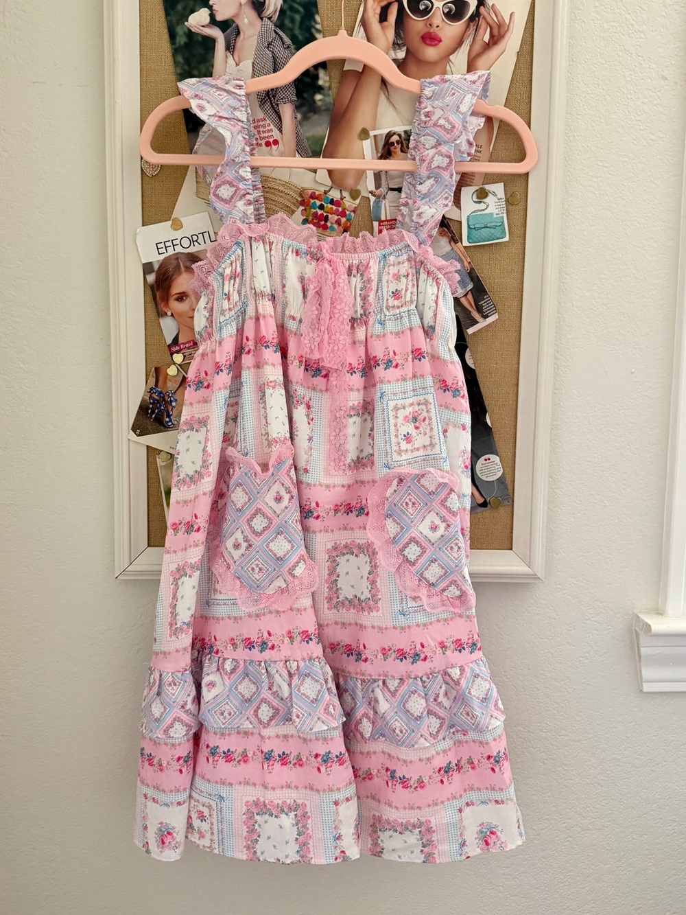 Cute Pink Patchwork Ruffle Strap Dress